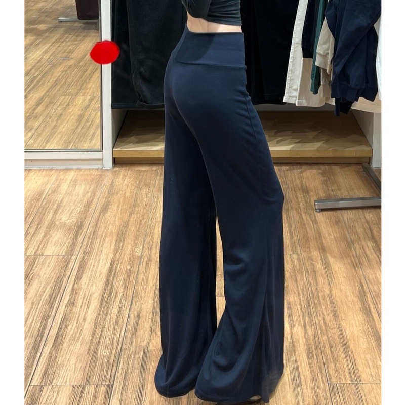 Navy Blue Flared Sweatpants for Women, Autumn 2025 New Style, Petite Yoga Butt-Lifting Slim Casual Flared Pants