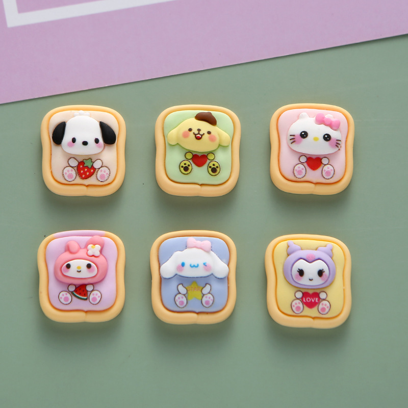 Nuevo animal tostado resina terminado accesorios de alimentos DIY crema pegamento teléfono caso diadema nuevo Sanrio material venta al por mayor