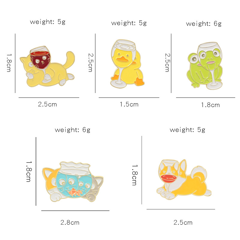 Cartoon Style Cute Animal Wine Glass Alloy Stoving Varnish Women's Brooches display picture 1