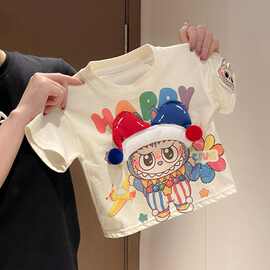 【国潮短袖】纯棉儿童夏季新款卡通立体短袖宝宝休闲体恤洋气玩偶