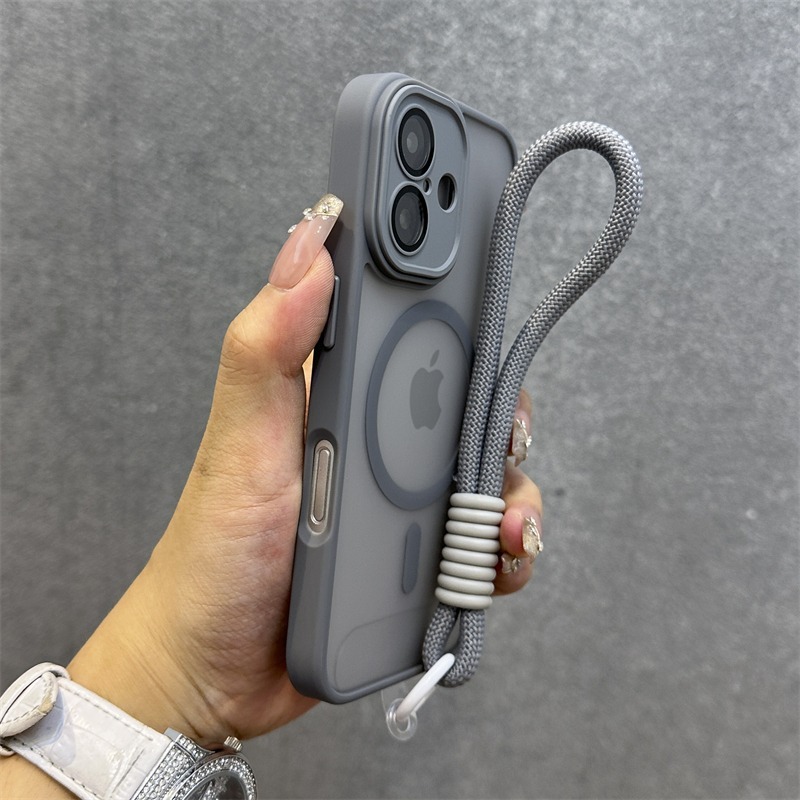 适用苹果17Promax肤感磁吸磨砂手机壳挂绳iPhone16玻璃镜头膜全包|undefined