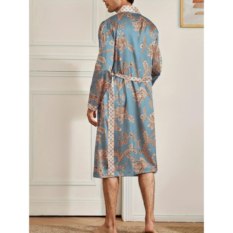 ④t 9469818 Dropshipping Aliexpress Cross-Border New Men's Home Wear Elegant Floral Print