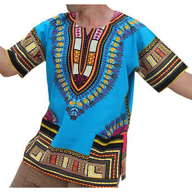 2025Raanpahmuang Dashiki Xiji Clothing Men's European and American African Short-Sleeved T-Shirt