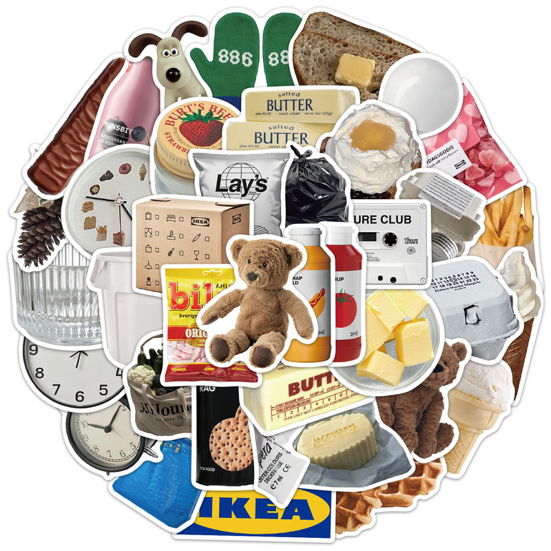 50 Sheets/Set Ikea Style Stickers for Decorating Car Trunks, Laptops, Refrigerators, Desktops, Toys, and Graffiti Stickers