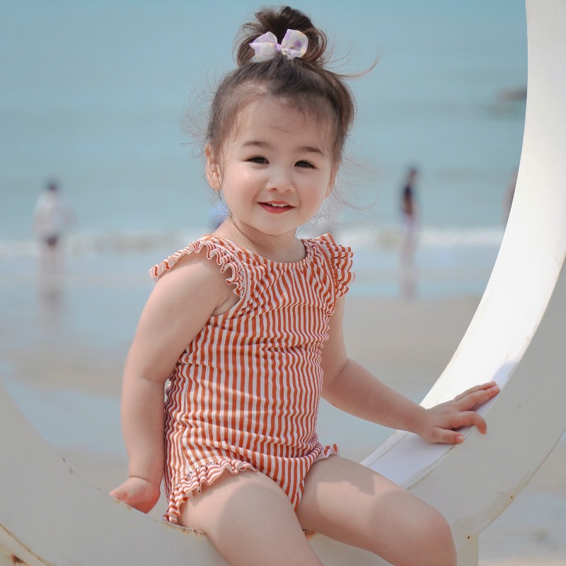 2026 European and American New Style Girls' Swimsuit, Cute Baby One-Piece Swimsuit, Quick-Drying U-Shaped Backless Children's Swimsuit