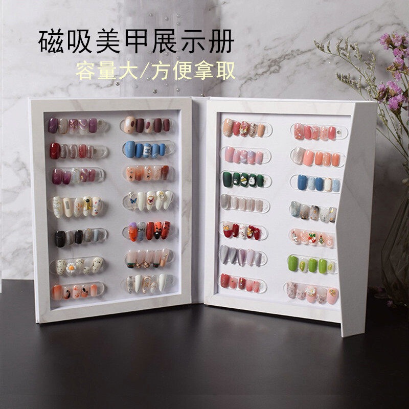 Nail Art Display Board, Nail Tips Sample Book, Magnetic Display Frame for Finished Products, Color Swatch Display Stand