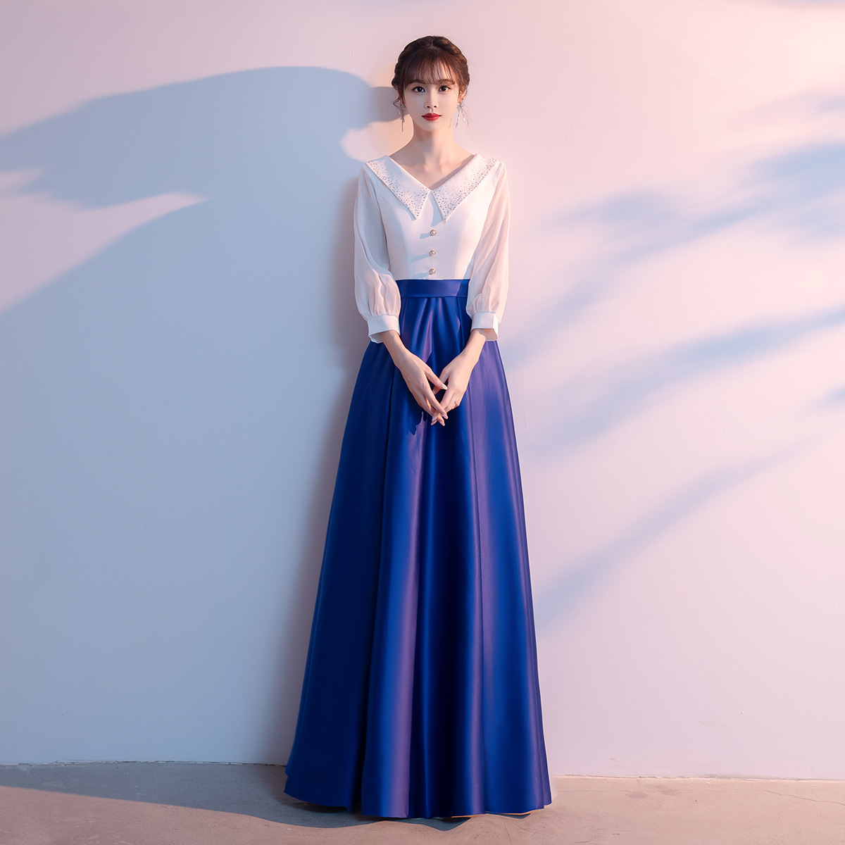 Chorus Performance Clothing, Simple Elegant, Stage Host, Student Art Exam Dress, Singing Competition Slim Dress