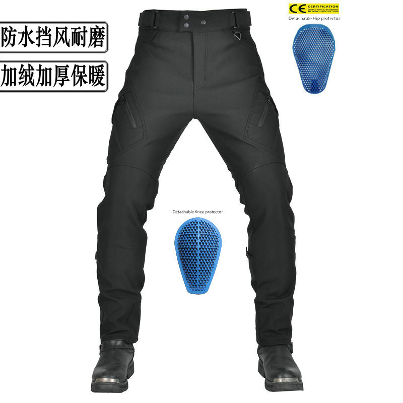 VOLERO motocicleta invierno ciclismo pantalones hombres impermeable forrado de lana gruesa a prueba de viento de cintura alta motocicleta anti-caída pantalones de silicona