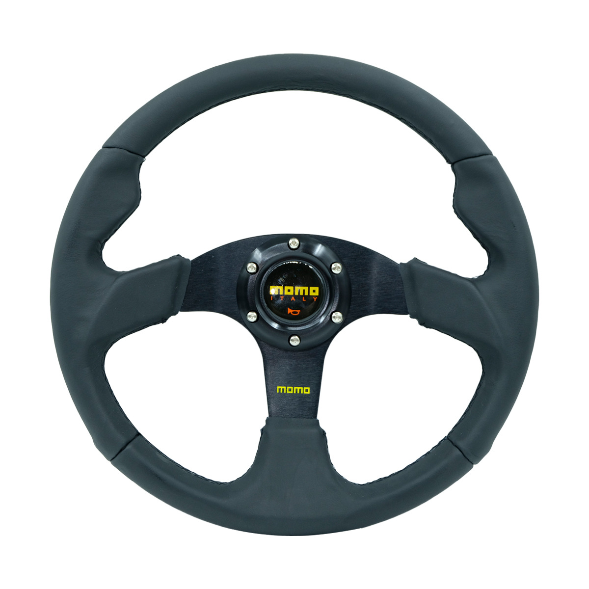 Universal 14 inch MOMO modified quick release steering wheel universal flat racing wheel (Steering wheel) - genuine-leather