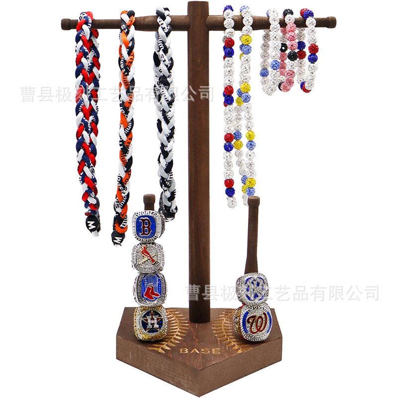 Wooden Ring Stacking Holder Ring Display Stand Baseball Lover Ring Rack Baseball Softball Tournament