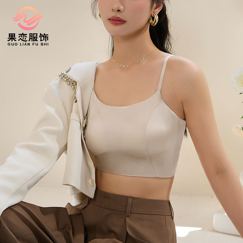 Guolian 19mm Silk Crepe Satin Swallowtail Hem Fashion Camisole Mulberry Silk Comfortable Breathable Bandeau Beautiful Back