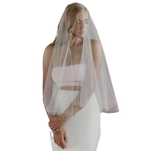 Youlapan wedding veil simple double layer plain gauze white nude gauze bride wedding veil with hair comb V131
