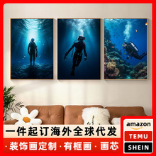 海底世界摄影装饰画海洋主题餐厅餐馆饭店挂画海豚鲸鱼客厅壁画
