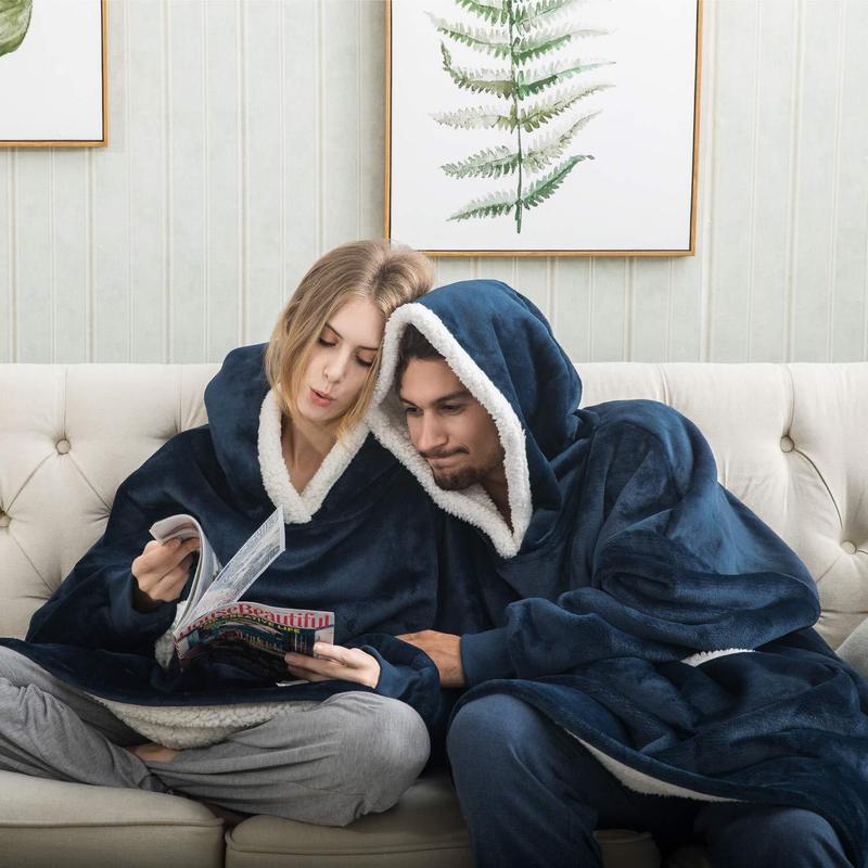 Huggle hoodietv 暖かいフリースプルオーバーパジャマ怠惰なカップル暖かいスウェットシャツネグリジェファッション|undefined