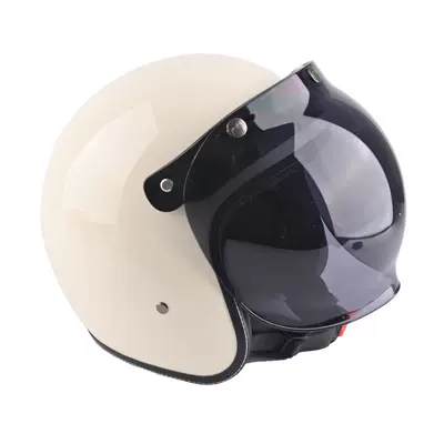 Unisex, All-Season Safety Helmet — Motosiklet kaskı (dəbilqə) - ivory-white-bubble-mirror-free-w-brown-mirror-hat-brim-face-towel-s