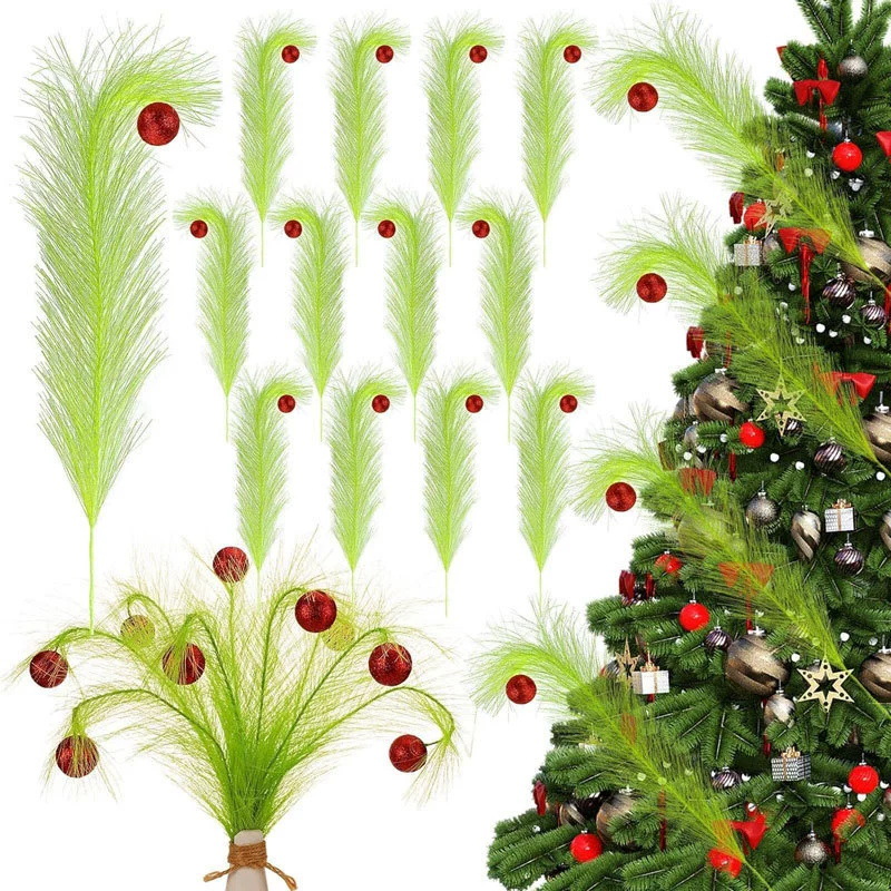 Cross-border new product Christmas branch elf green curly Christmas…