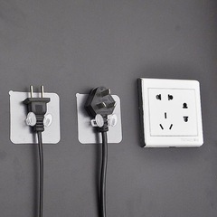 Kitchen and bathroom plug hook, no drilling power wire storage hooks, non-adhesive transparent plastic sticky hooks