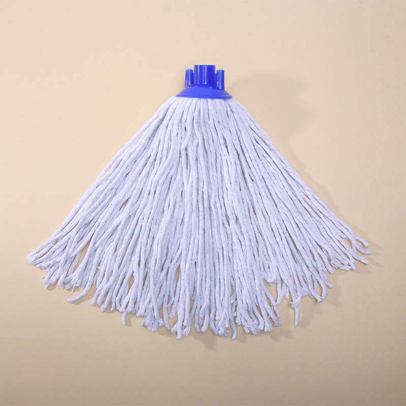 Repuesto de cabezal de fregona de hilo de algodón blanqueado para uso doméstico y industrial, disponible en varios tamaños, venta al por mayor de alta calidad de fabricantes de comercio exterior.