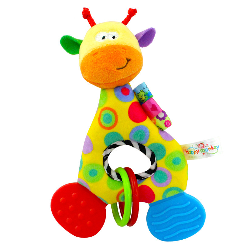 Feliz mono bebé mordedor sonajero recién nacido calmante muñeca educación temprana juguete de peluche