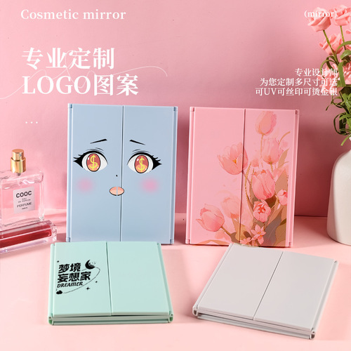 Travel Mirror 3-in-1 Folding Makeup Mirror, Portable Foldable Mirror, DIY Touch-up Mirror, High Definition Handheld Mirror, Plastic Mirror for Girls