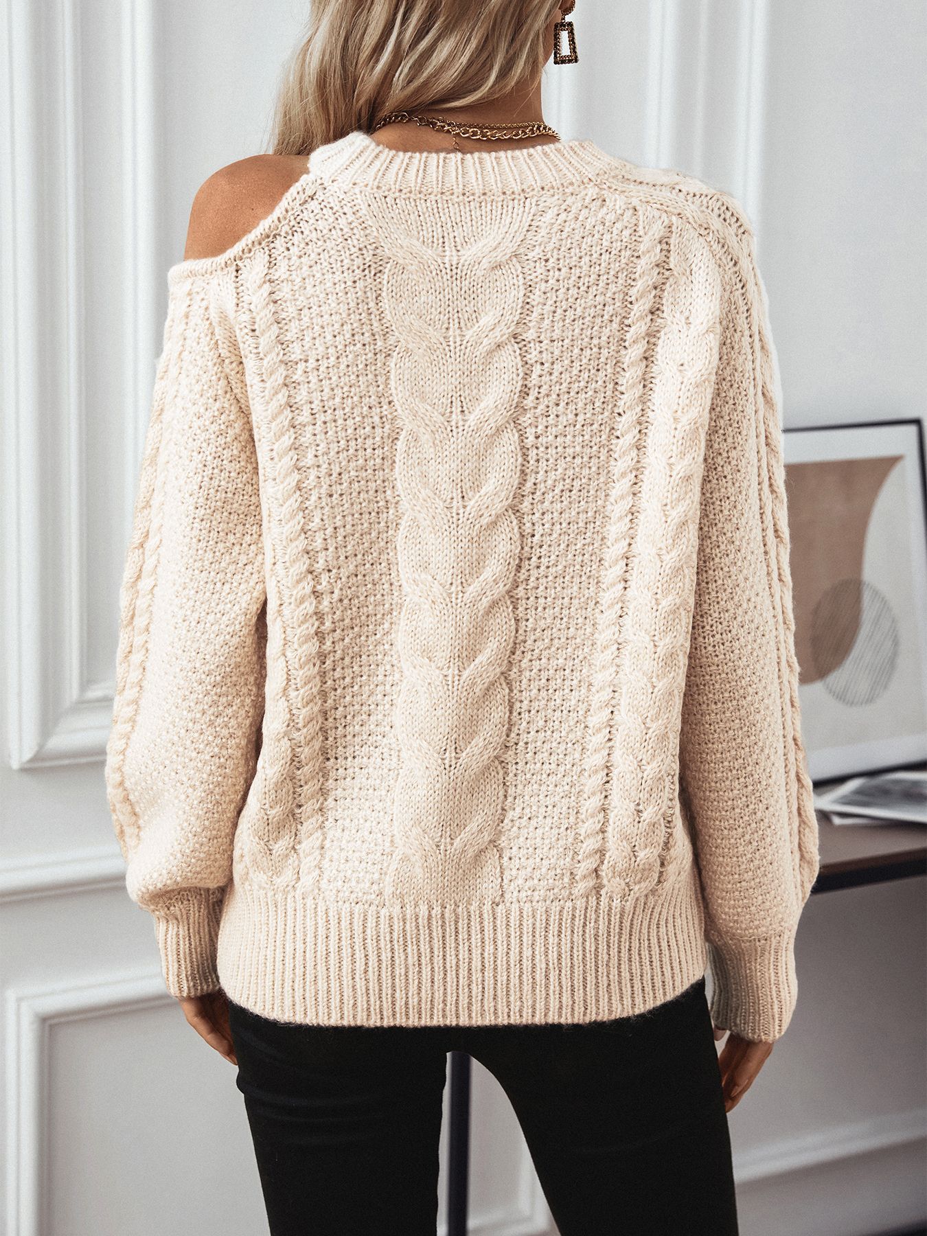 solid color demi-season sexy knitted sweater