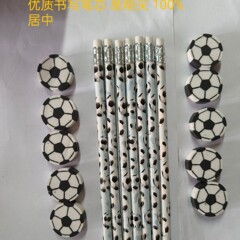 ホットセール 2025 サッカー木製鉛筆漫画スタイル 4 色プリントボールペンは別売りすることができます