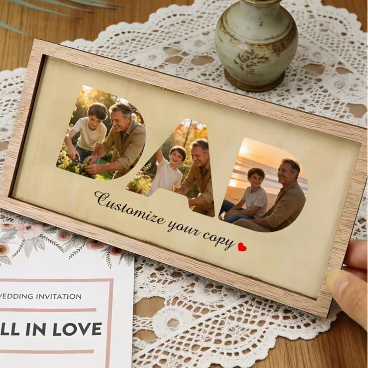 Wooden Photo Frame Father's Day Gift, Photo Display Stand, Interchangeable Home Decor, Desktop Ornament, Simple Style Wooden Photo Frame Father's Day Gift, Photo Display Stand, Interchangeable Home Decor, Desktop Ornament, Simple Style