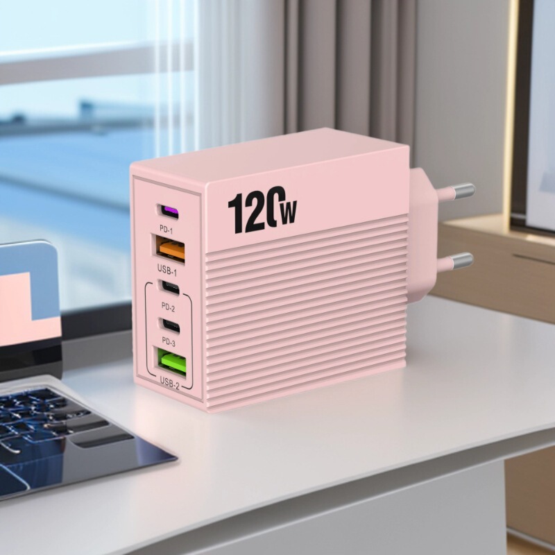 New Macaron 120W Plug Mobile Phone Charger Charging Head USB Multi-Port Universal Pd Full Protocol Charger