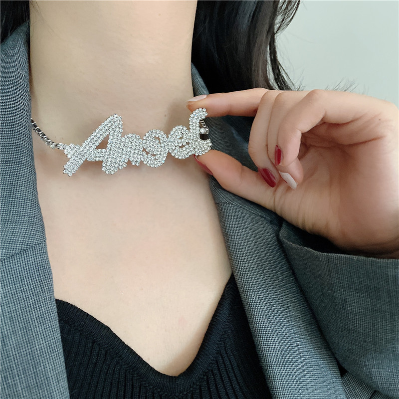 Fashion New Style Diamond Letter Necklace display picture 10