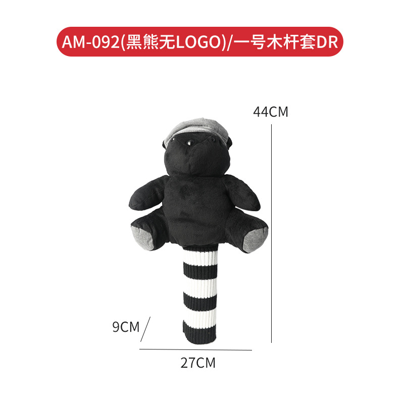 Juego de palos de peluche de animal de oso negro transfronterizo Juego de palos de golf Juego de palos de muñeca Juego de palos de lana al por mayor