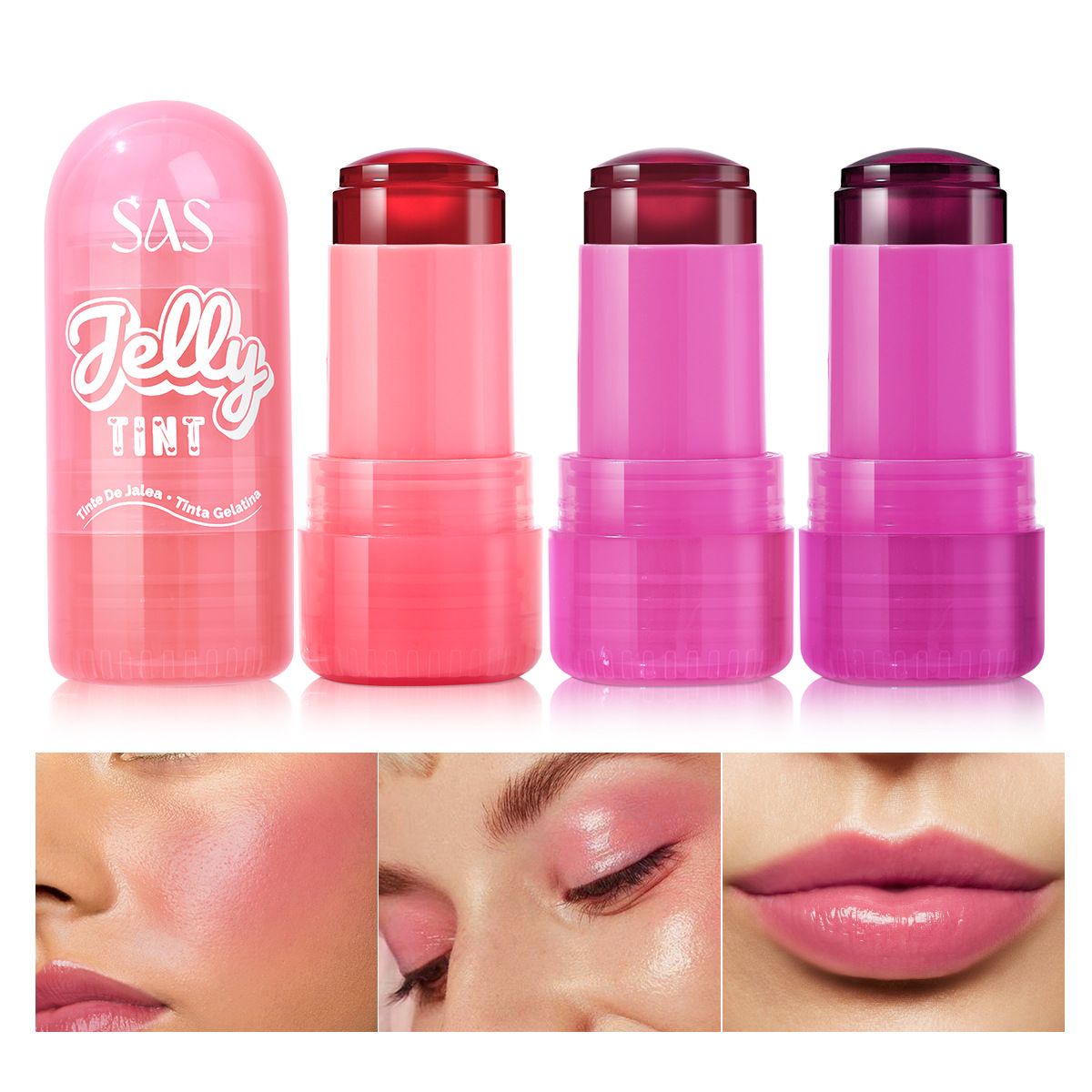 USHAS transfronterizo, barras de gel de venta caliente en Europa y Estados Unidos, crema de mejora de la piel natural, blush de doble propósito, brillo natural al por mayor.