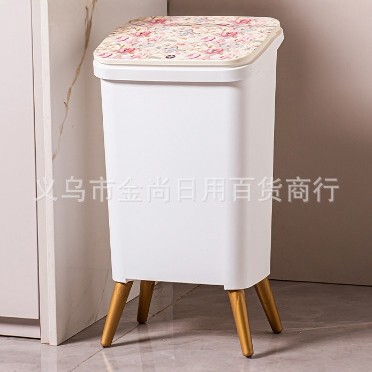 Square Household Trash Can with Press Lid, High-End Design, Tall Kitchen Waste Bin, Suitable for Office, Bathroom, Living Room, Premium Storage Bin