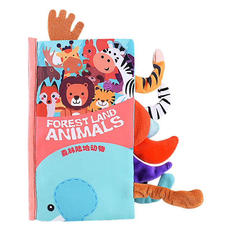 Educativo Cognitivo tridimensional cola animal libro de tela puede morder y desgarrar educación temprana bebé libro de tela juguetes para bebés 0-1 años de edad