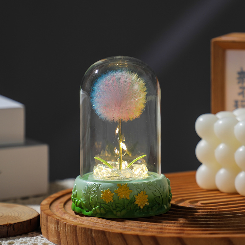 発光タンポポナイトライトガラスカバーデスクトップ装飾品雰囲気ライト誕生日プレゼントクラスメート卒業シーズンギフト|undefined