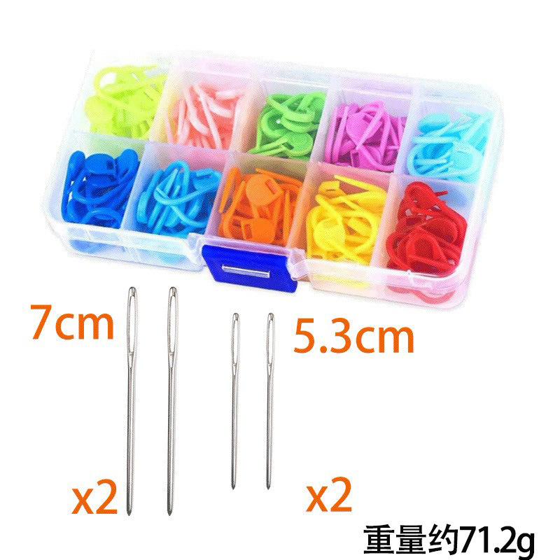 Transfronterizo 10 cuadrículas 120 piezas de plástico en caja pequeños alfileres, marcas, hebillas, suéteres, herramientas de tejido, materiales de bricolaje