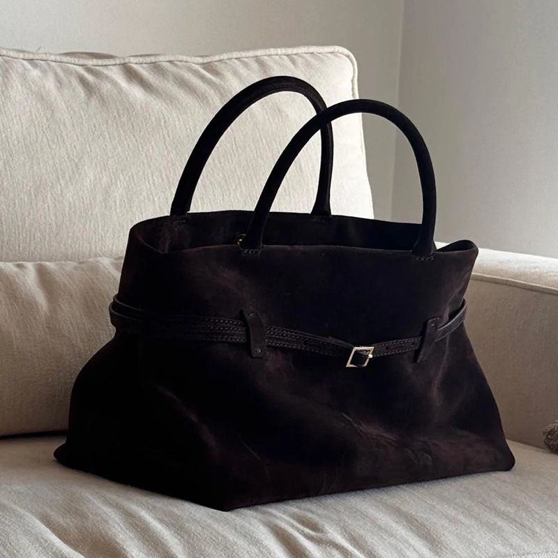 Sac à main à boucle de ceinture en daim givré automne/hiver 2024 de la célébrité Internet Savi, sac fourre-tout à bandoulière version coréenne_voghion.com