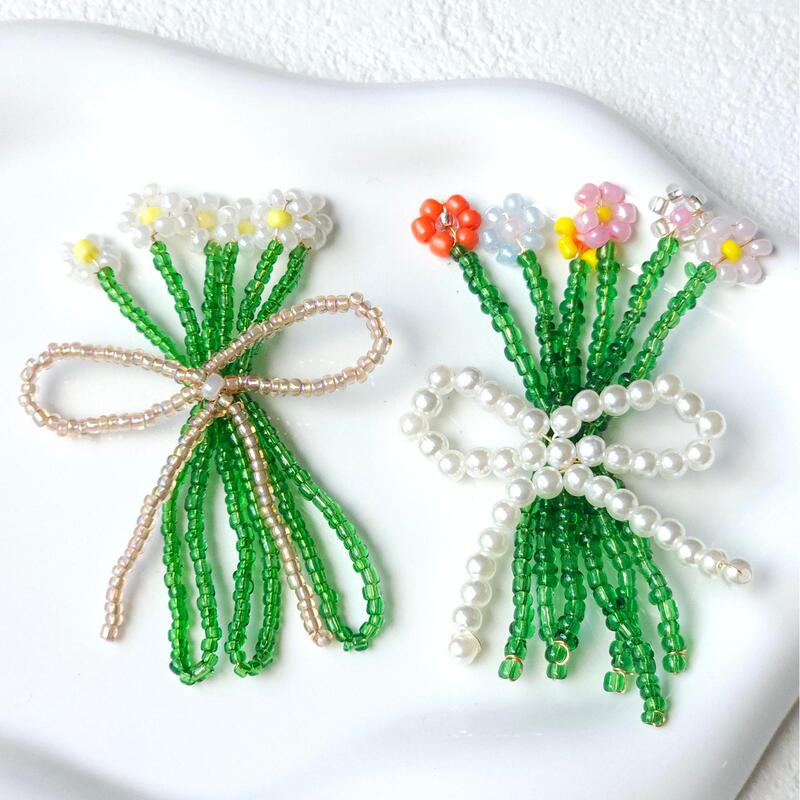 Oxygen Forest Sweet Hand-Woven Rice Beads Bouquet Brooch Hairpin Keychain Hole Shoe DIY Jewelry Accessories
