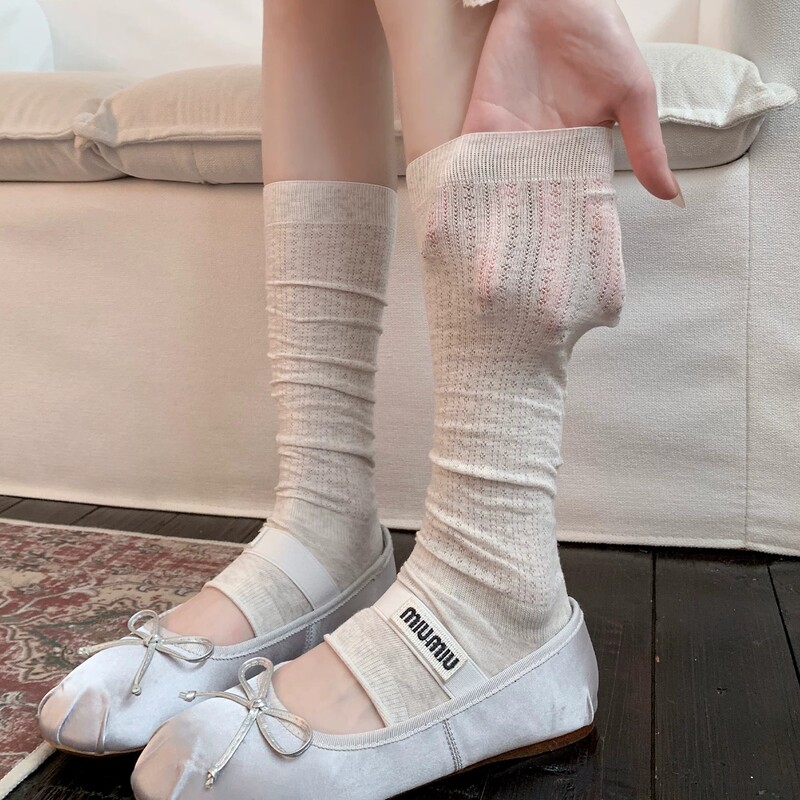 White Footless Socks for Women, Mid-Calf Cotton Socks, Thin Summer Style, Half-Calf Slouch Socks, Paired with Half-Toe Slipper Socks White Footless Socks for Women, Mid-Calf Cotton Socks, Thin Summer Style, Half-Calf Slouch Socks, Paired with Half-Toe Slipper Socks