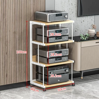 Electric car big tripod Hifi Equipment, Multi-Layer Movable - 4-layers-of-reinforced-a-white-light-walnut-25-board-thickness