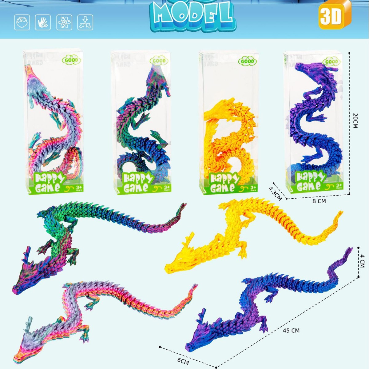 Dragón Articulado Impreso en 3D de PLA para Decoración y Regalos image 10