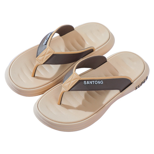 Men's Herringbone Sandals Summer Korean Style Outer Wear Anti-Slip Thick Sole Slippers Beach Couple's Toe Sandals Men's Cool Slippers