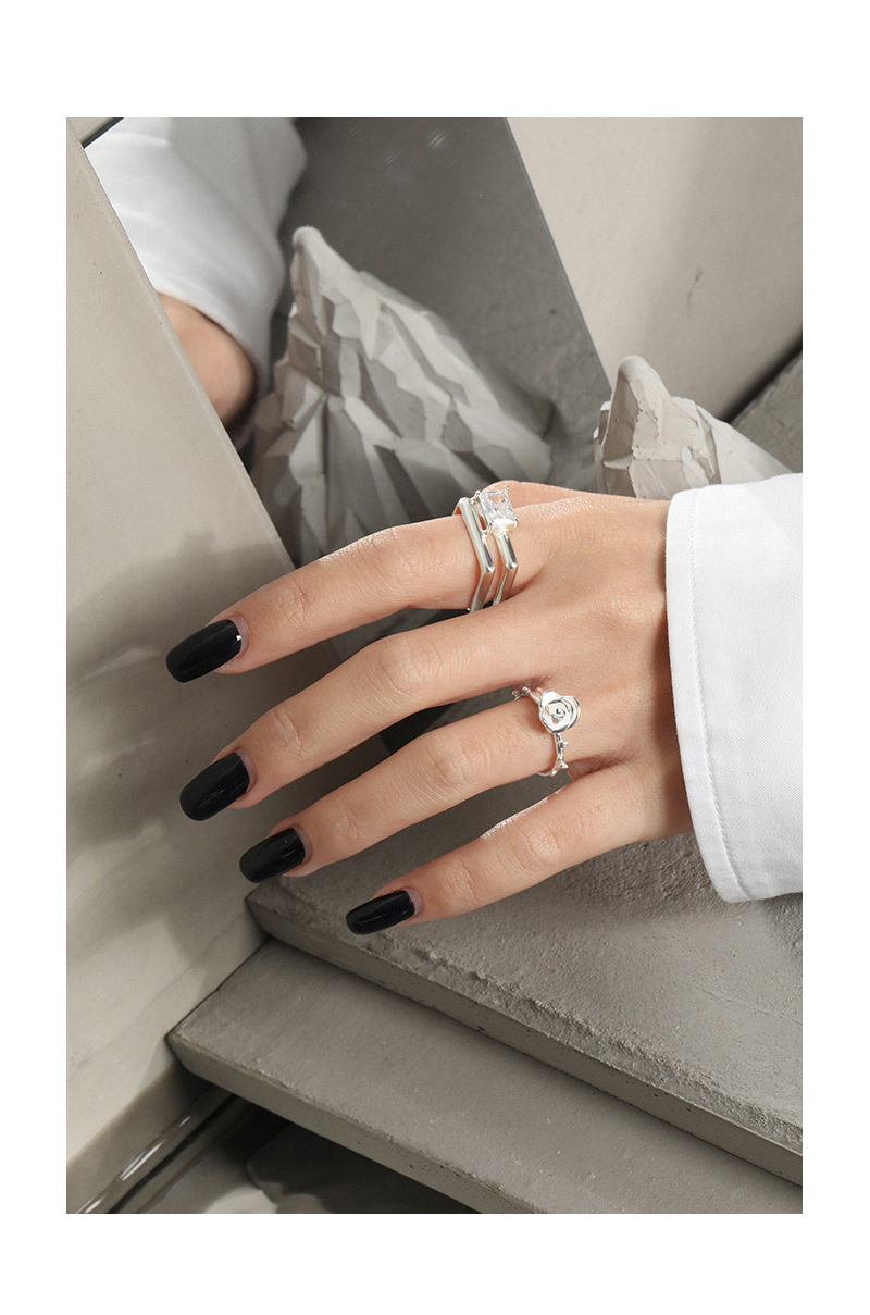 Casual Geometric Sterling Silver Plating Zircon Open Ring 1 Piece