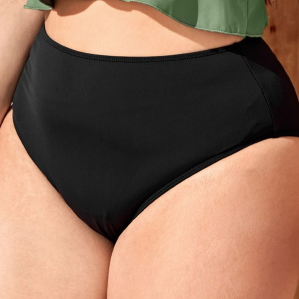 欧美大码肥婆三角裤泳装女士纯色通用高腰沙滩裤度假亚马逊现货批