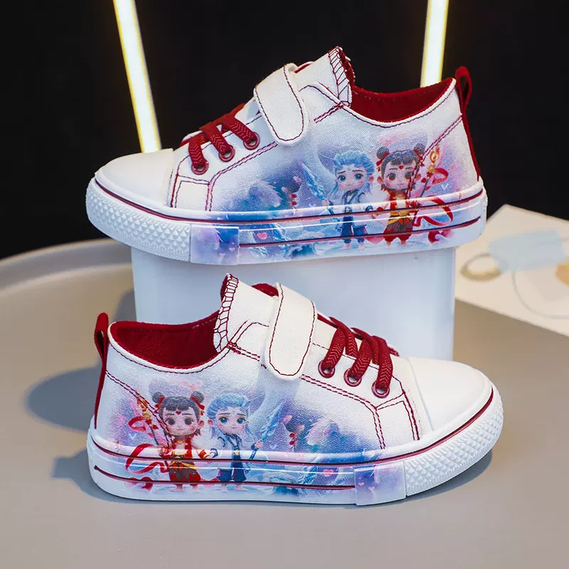 儿童学步鞋低帮板鞋透气耐磨女童休闲鞋男童运动鞋小童卡通平底鞋