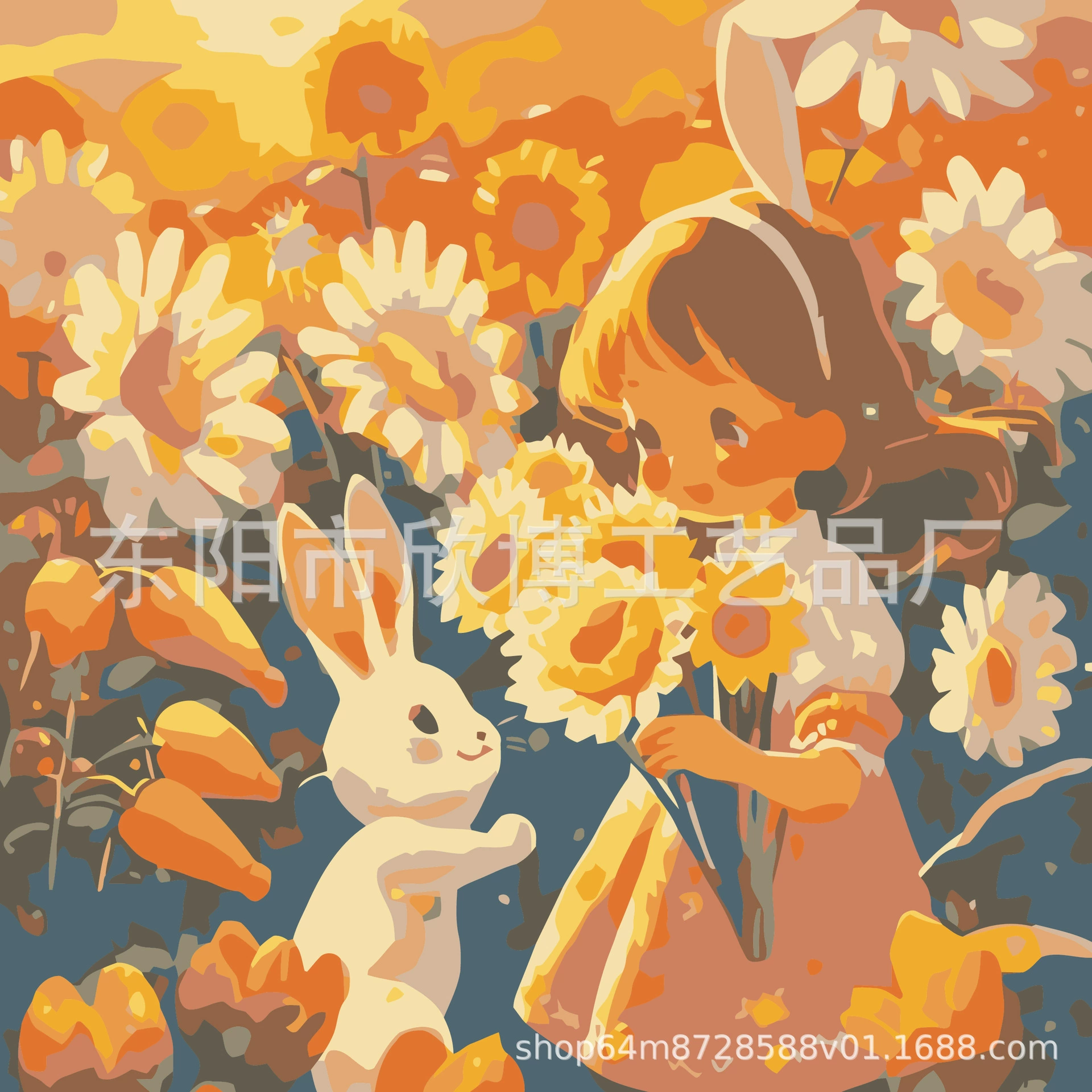 Direct from factory DIY digital oil painting children's hand-painted cartoon coloring stress relief 20*20 landscape floral oil painting