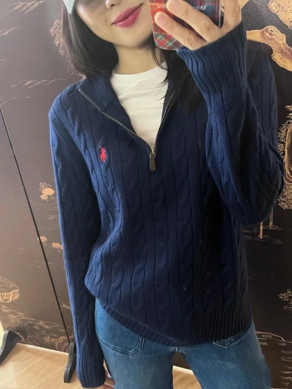 RL拉夫半拉链麻花毛衣小马标刺绣针织衫男女同款秋冬休闲百搭款|undefined