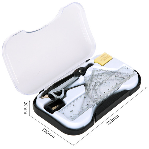 Deli stationery 72151 compass ruler 8-piece set student examination engineering technology compass drawing tool set