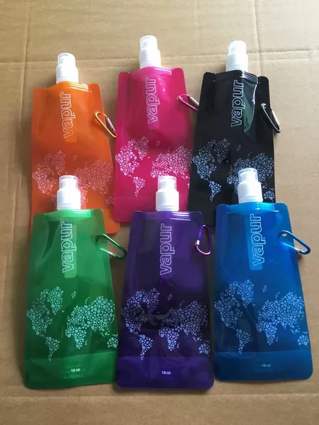 in stock environmental protection PE folding water bag can be printed logo outdoor sports mountain climbing portable folding water bottle picnic