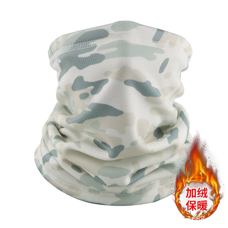 Máscara de invierno transfronteriza con buñuelo de vello grueso turbante de camuflaje para montar al aire libre con cubierta de cuello caliente para esquiar