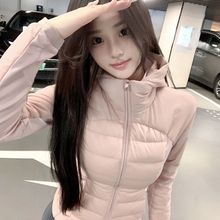 1U家运动女士羽绒服连帽款轻便保暖白鸭绒修身显瘦冬季健身薄款